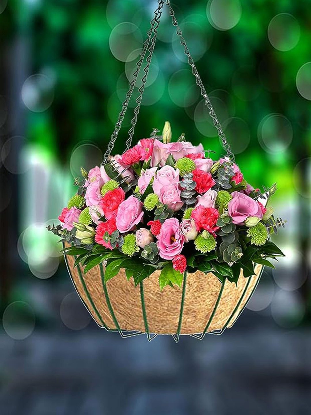 

Garden Deco 6 Pcs Brown & Green Round Coco Coir Hanging Baskets
