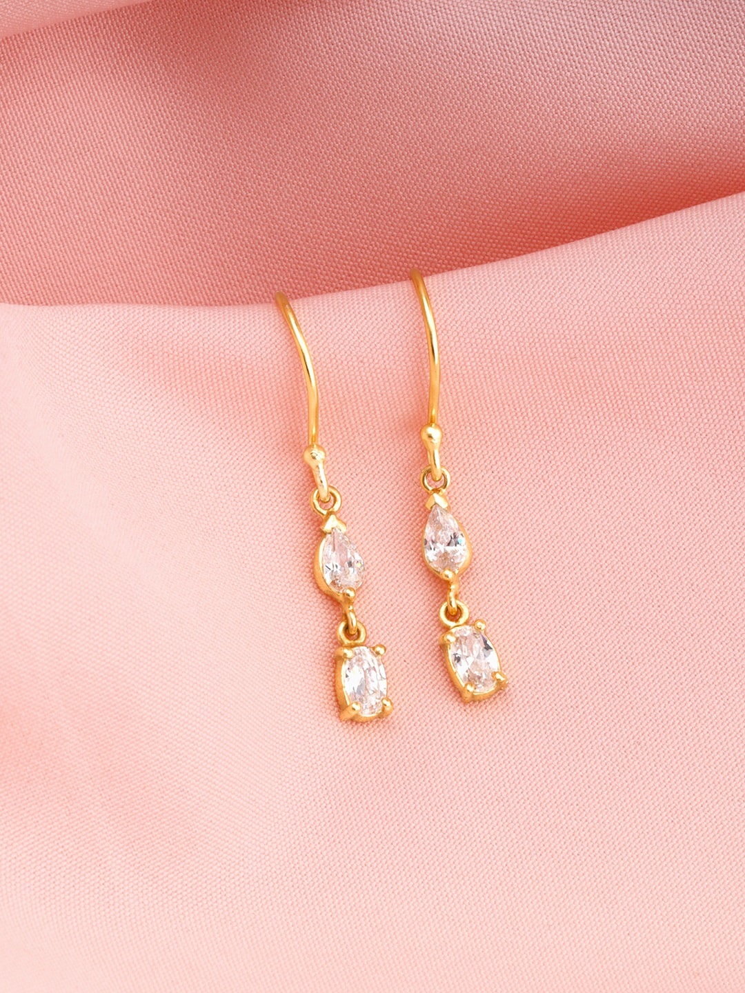 

GIVA Gold-Plated Zirconium-Studded Contemporary Drop Earrings