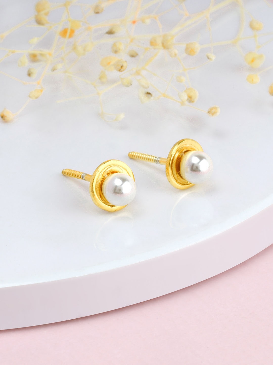 

GIVA Gold-Plated Pearl Contemporary Stud Earrings
