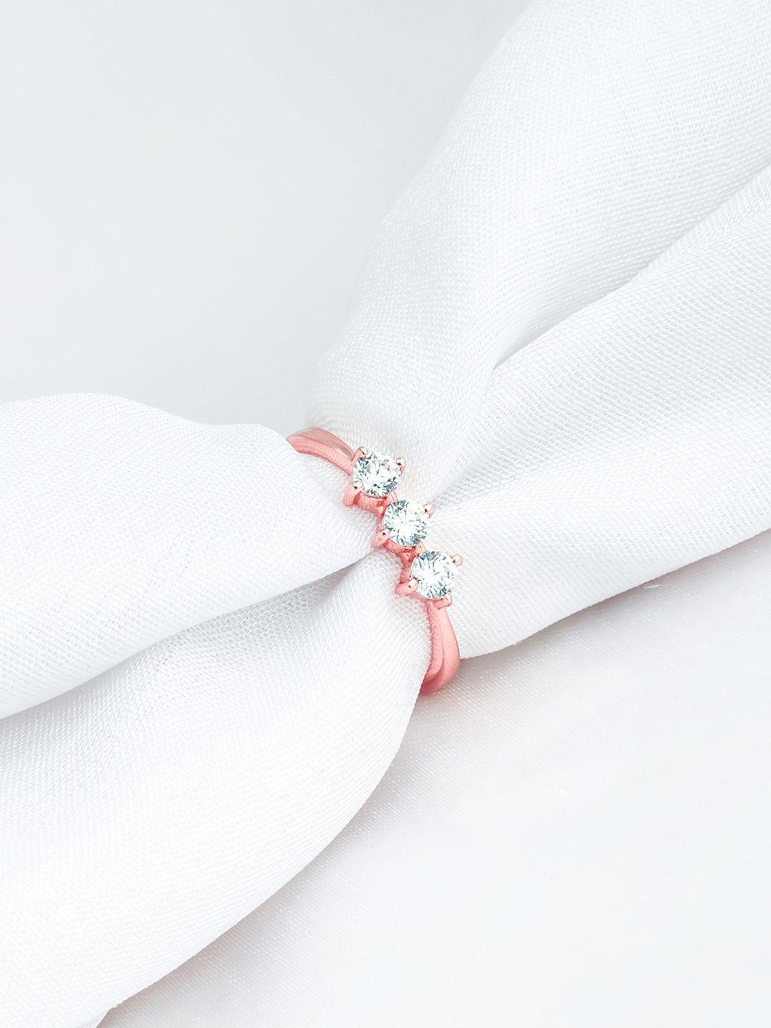 

GIVA Rose Gold-Plated Stone-Studded Adjustable Finger Ring
