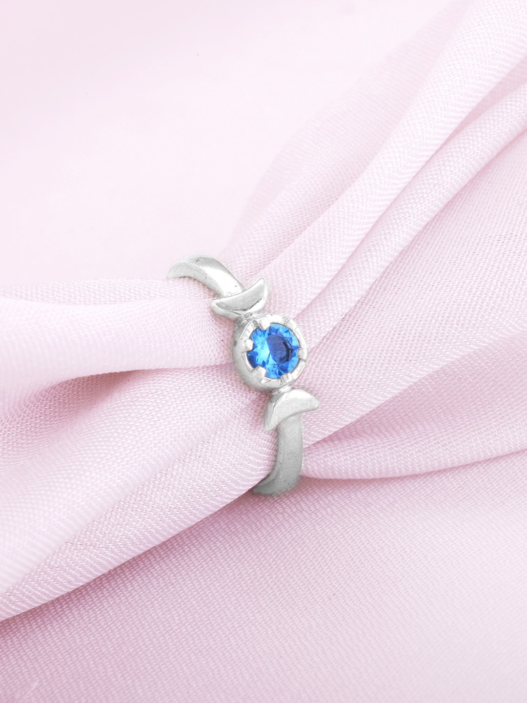 

GIVA Rhodium-Plated Stone-Studded Adjustable Finger Ring, Silver