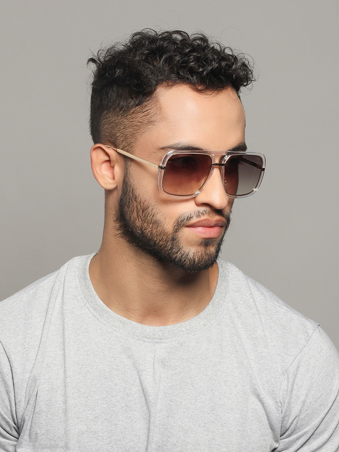 

IDEE Men Square Sunglasses With UV Protected Lens-IDS2937C3SG, Grey