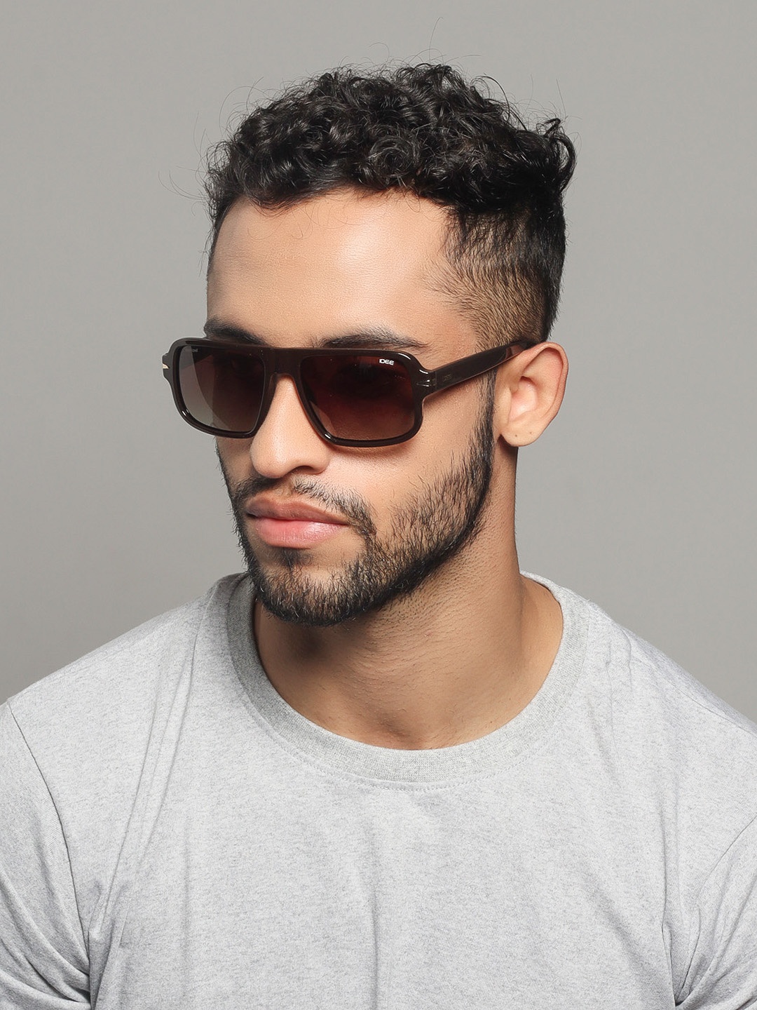 

IDEE Men Square Sunglasses With UV Protected Lens IDS2951C2PSG, Brown