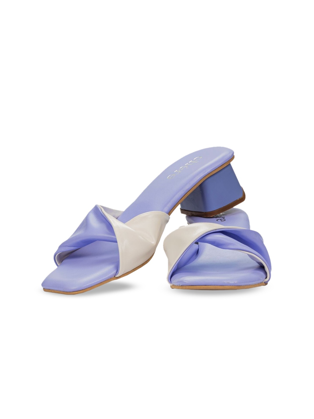

Chere Blue Dual Tone Twisted Strap Block Heels