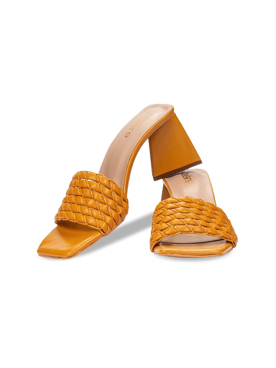 

Chere Braided Open Toe Block Heels, Yellow