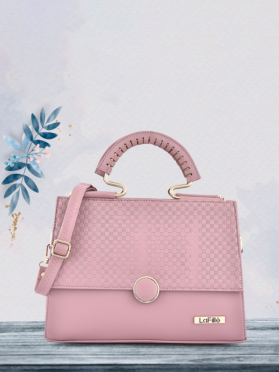 

LaFille Textured Structured Handheld Bag, Pink