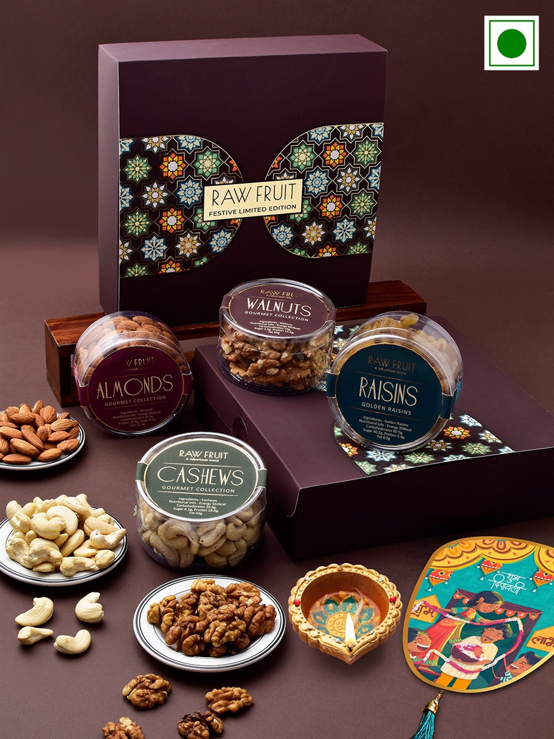 

RawFruit Dry Fruits With Diwali Card Gift Set, Purple