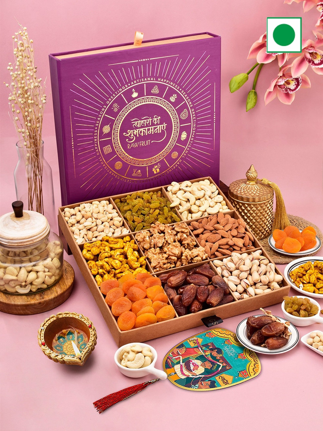 

RawFruit Diwali Dry Fruits Gift Box, Purple