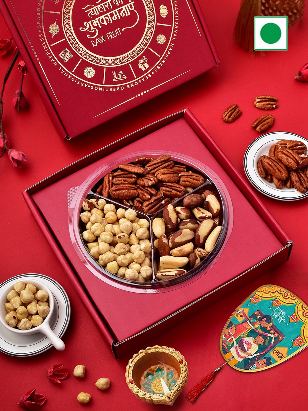 

RawFruit Diwali Dry Fruits Gift Box, Red
