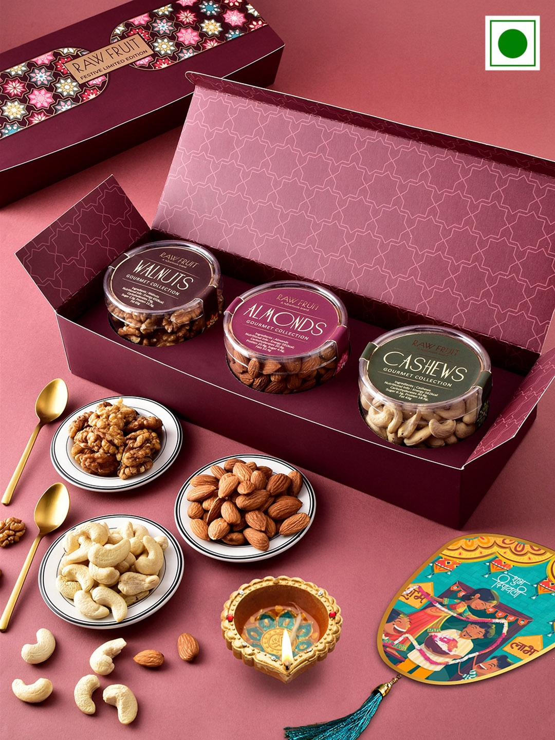 

RawFruit Cashew Almond Walnut Diwali Gifts Set, Purple