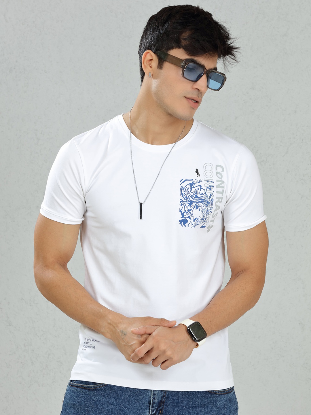 

DIMEH Typography Printed Cotton T-shirt, White