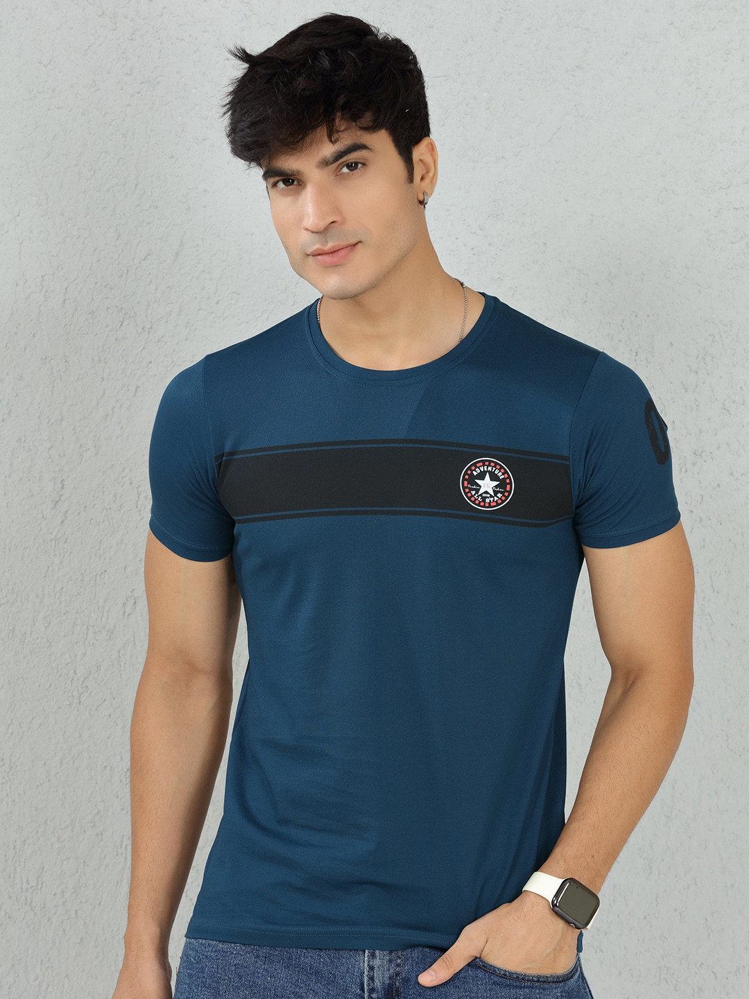 

DIMEH Striped Cotton T-shirt, Blue