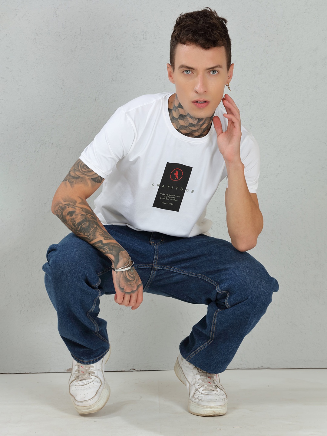 

DIMEH Typography Printed Cotton T-shirt, White