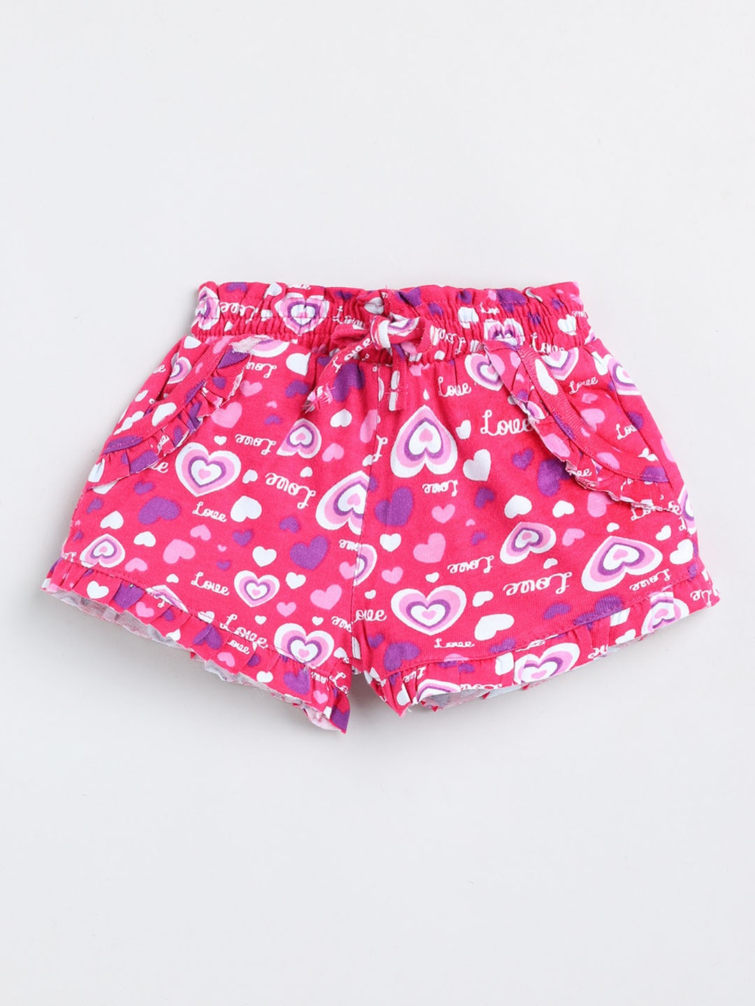 

Olio Kids Girls Floral Printed Mid-Raise Regular Fit Cotton Casual Shorts, Pink