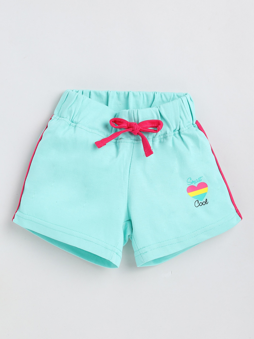 

Olio Kids Girls Mid-Rise Cotton Shorts, Sea green
