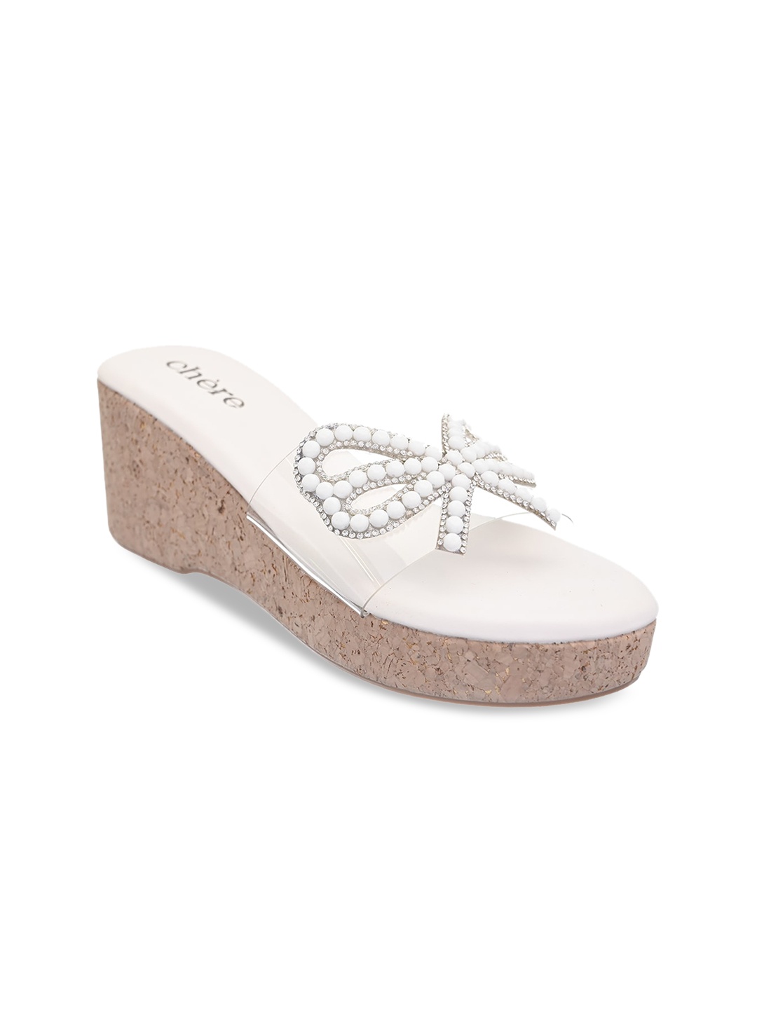

Chere Bow Embellished Flatform Heels, White