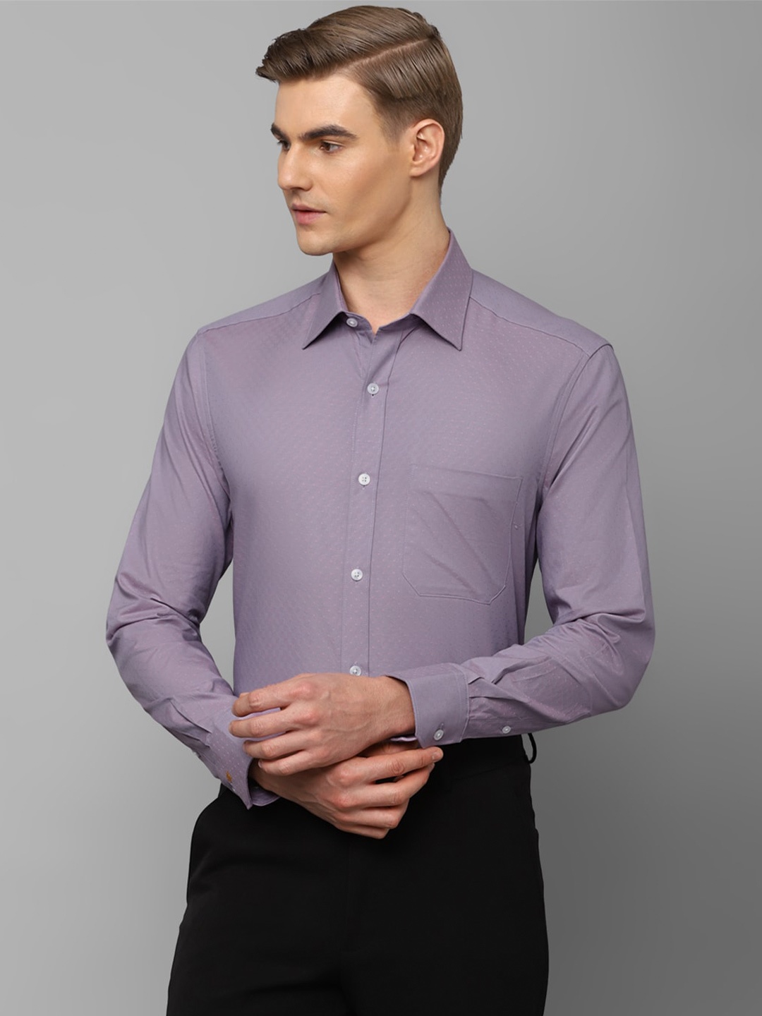 

Louis Philippe Textured Opaque Cotton Formal Shirt, Purple