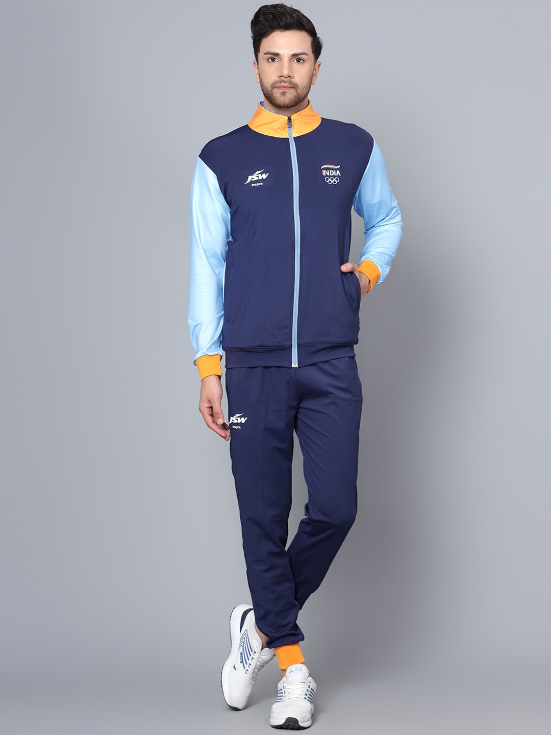 

Shiv Naresh Men JSW Inspire Asian Games '23 Official Performance Wear Tracksuits, Navy blue