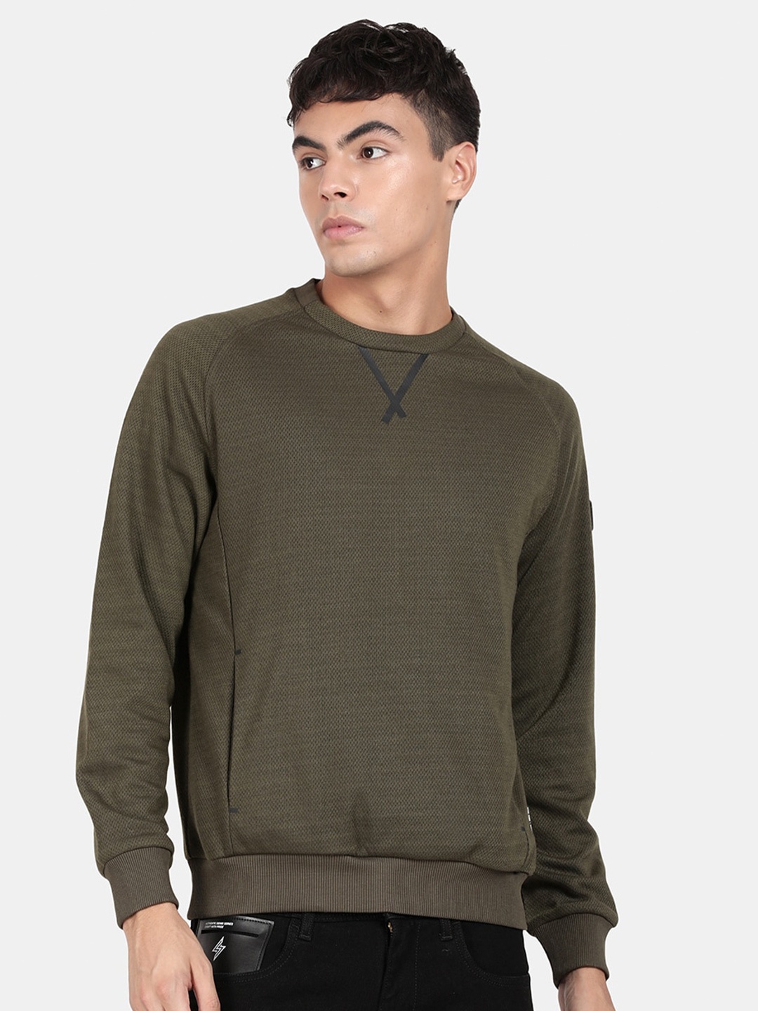 

t-base Round Neck Pullover Sweatshirt, Olive