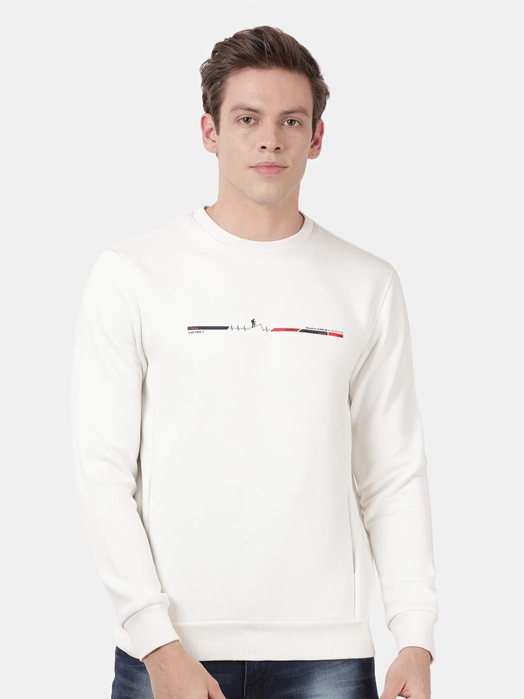 

t-base Graphic Printed Cotton Sweatshirt, Off white