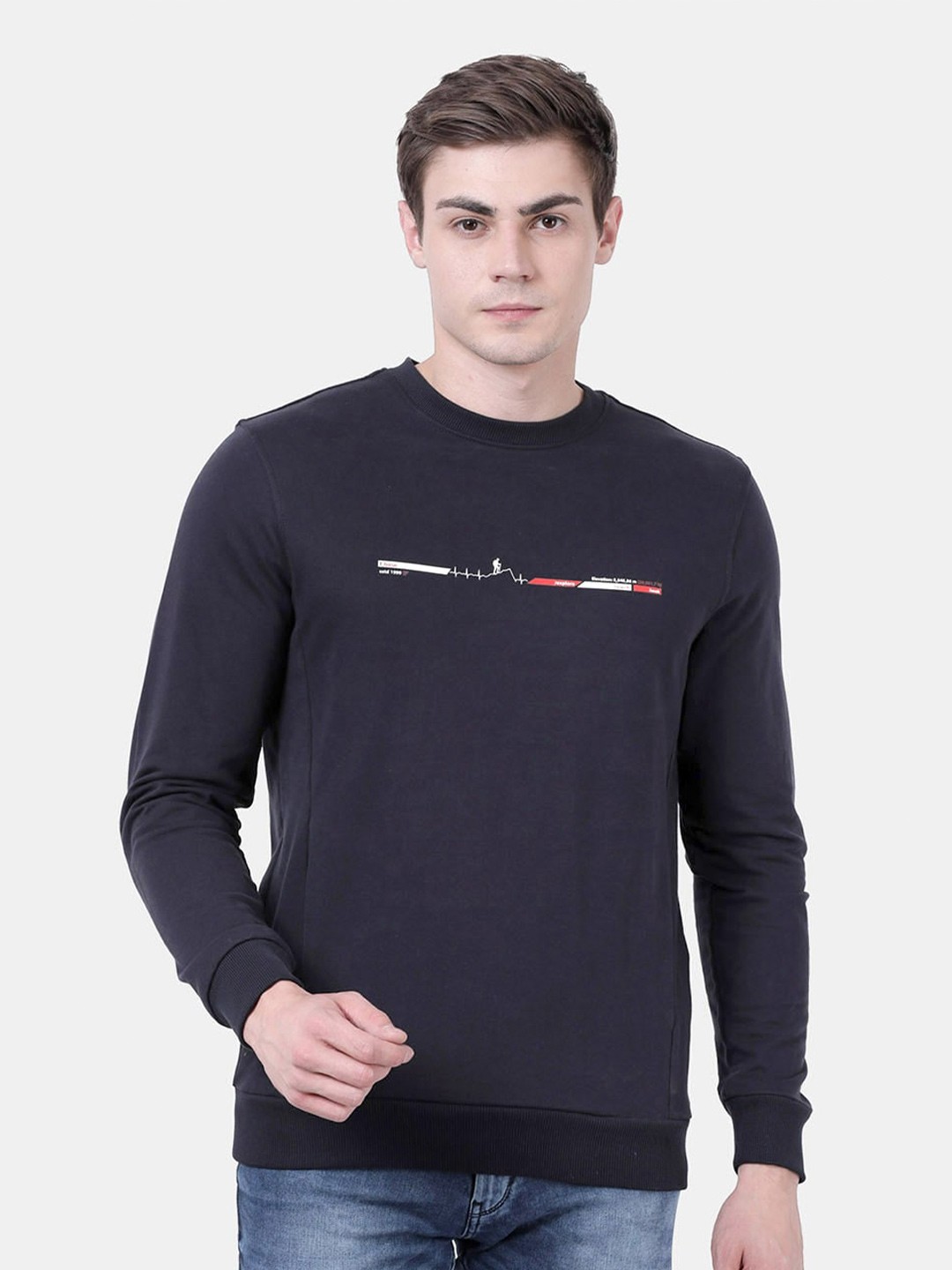 

t-base Round Neck Cotton Sweatshirt, Violet