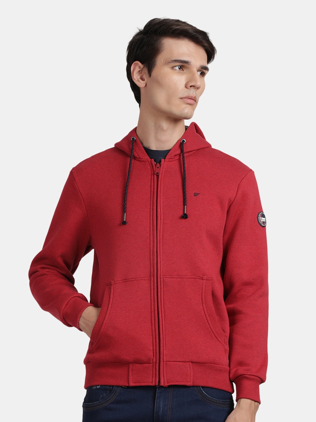 

t-base Hooded Front-Open Sweatshirt, Red