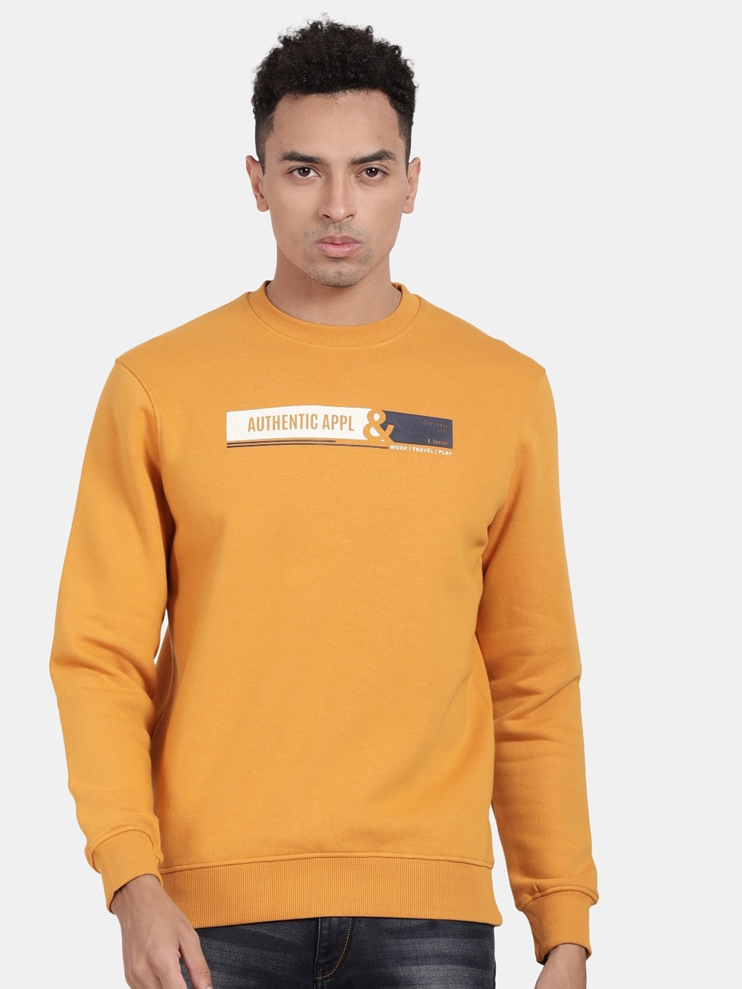 

t-base Printed Round Neck Sweatshirt, Yellow