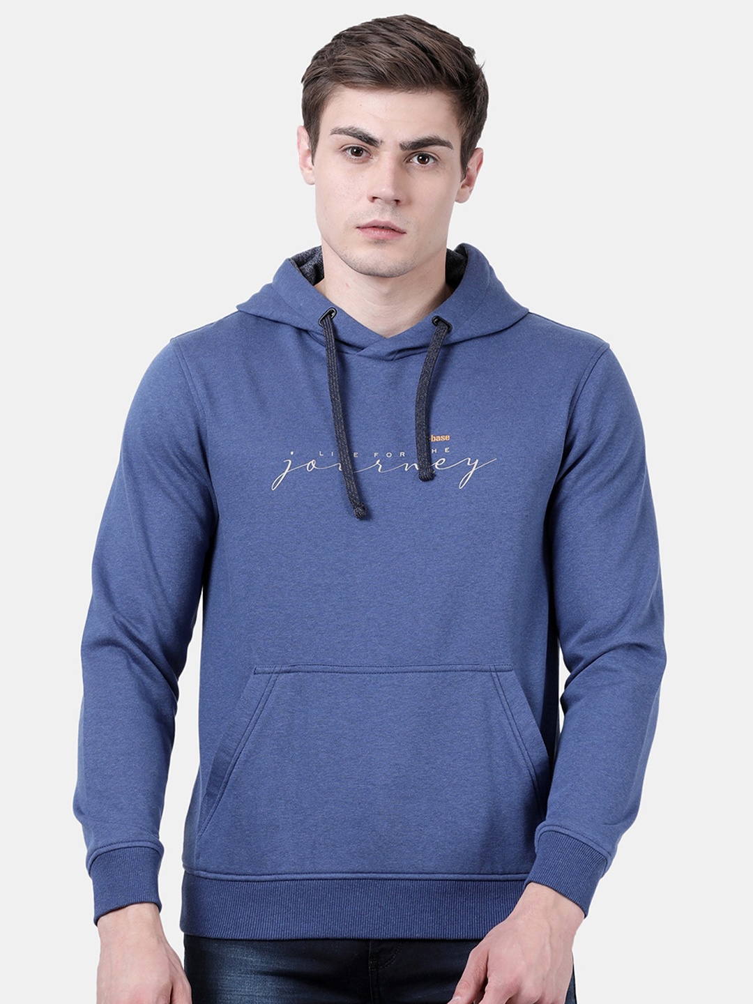 

t-base Typography Printed Hooded Sweatshirt, Blue