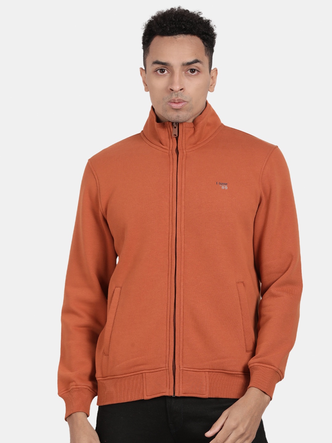 

t-base Mock Collar Front-Open Sweatshirt, Brown