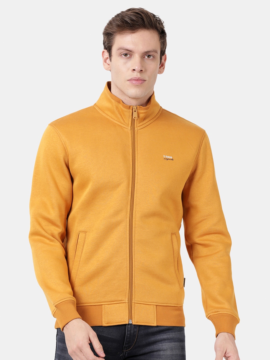 

t-base Mock Collar Front-Open Sweatshirt, Yellow