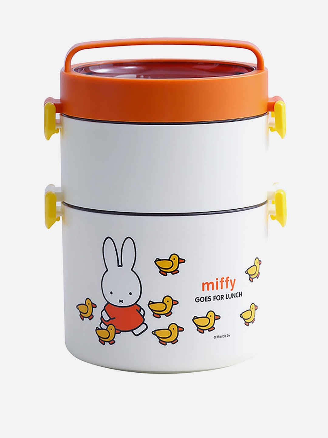 

Little Surprise Box LLP Orange & Cream-Coloured Printed Stainless Steel 2 Storey Lunch Box