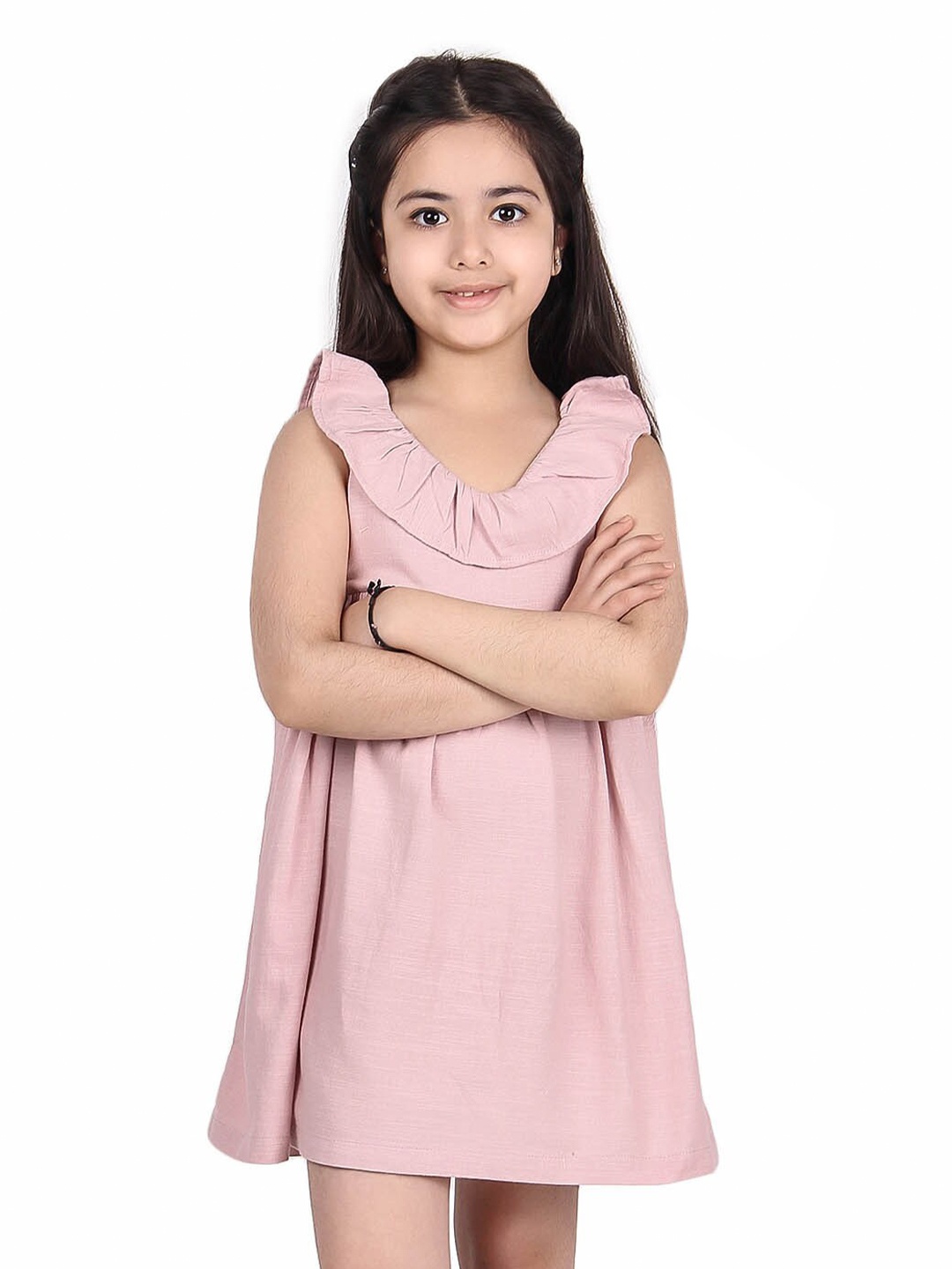 

Miyo Girls Ruffles Detail Cotton A-Line Dress, Pink