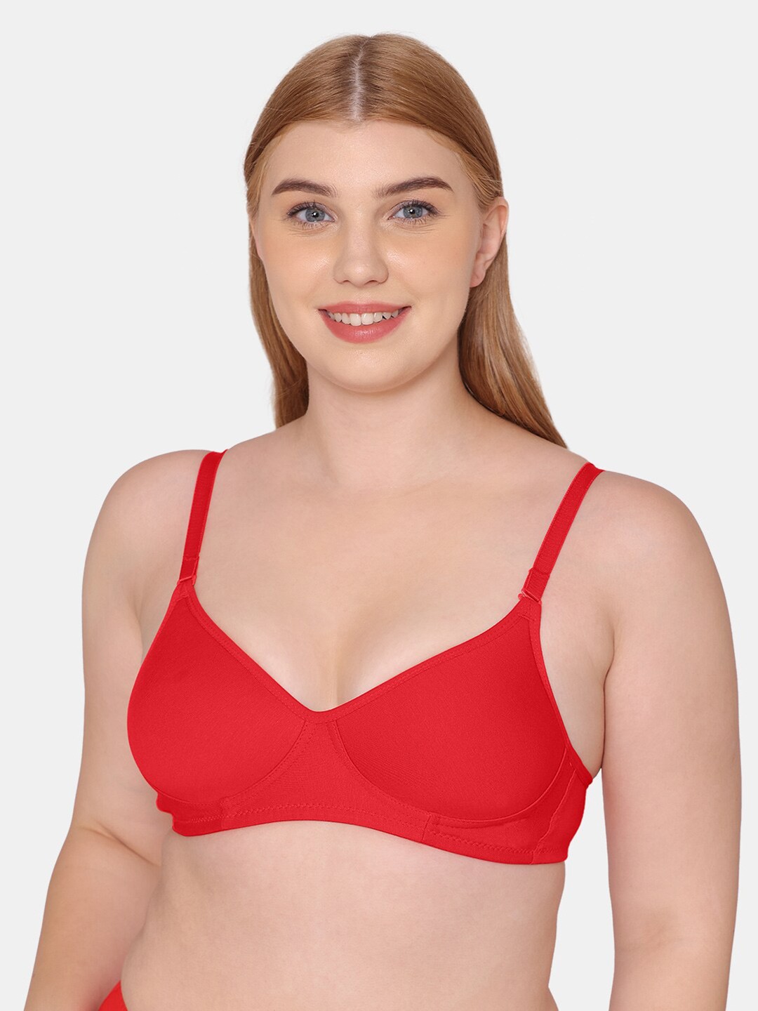 

KOMLI Full Coverage Lightly Padded Cotton T-shirt Bra With All Day Comfort, Red