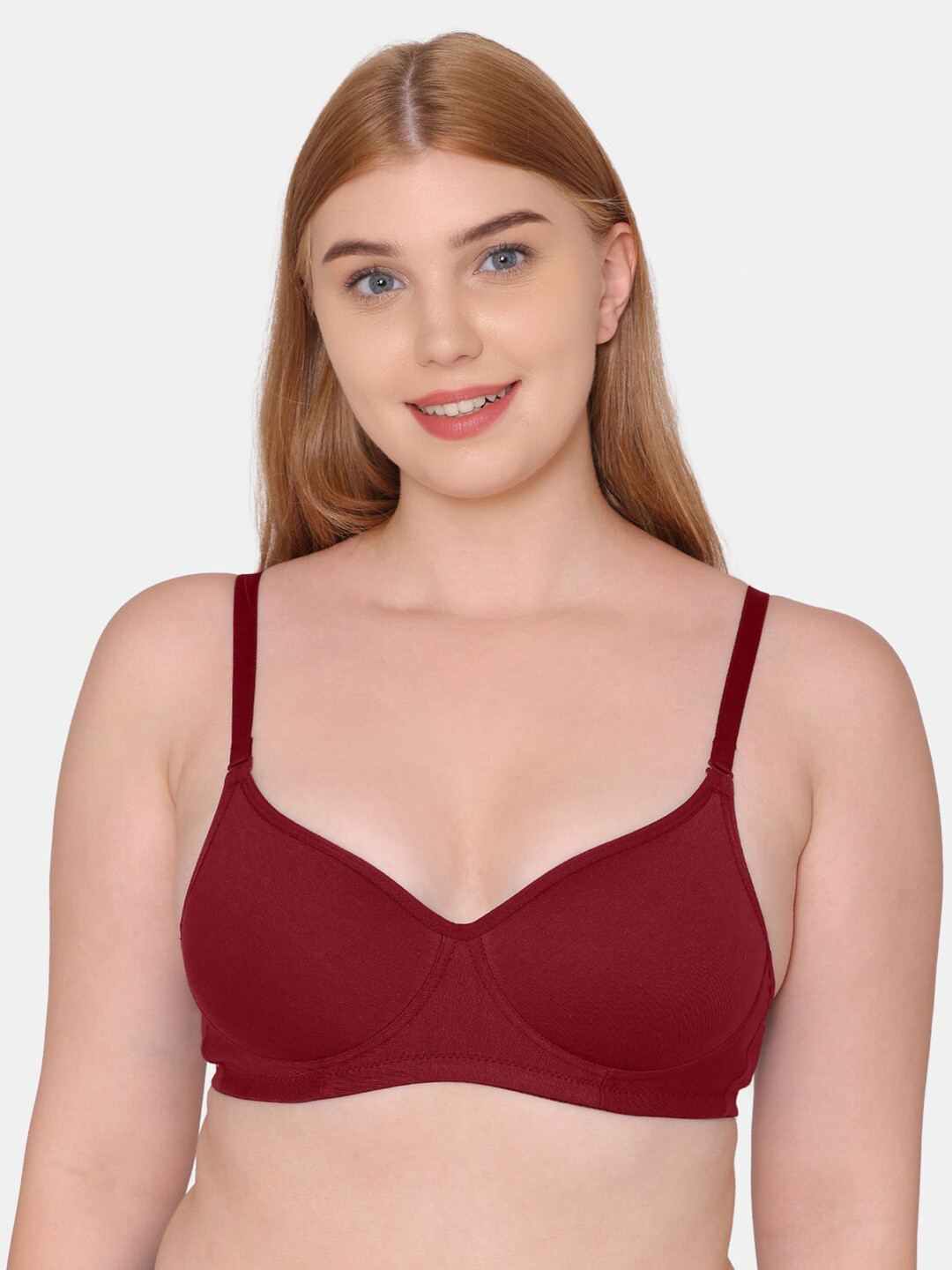 

KOMLI Full Coverage Lightly Padded T-shirt Bra With All Day Comfort, Maroon