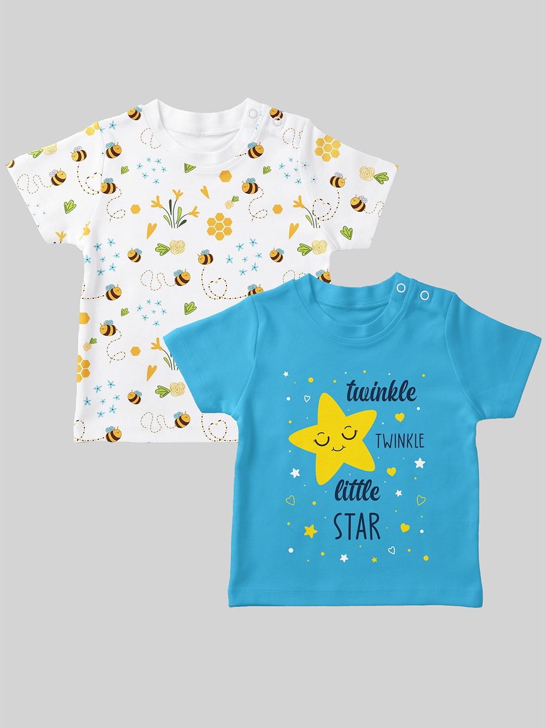 

Mojua Kids Pack Of 2 Conversational Printed Bio Finish Cotton T-shirts, White