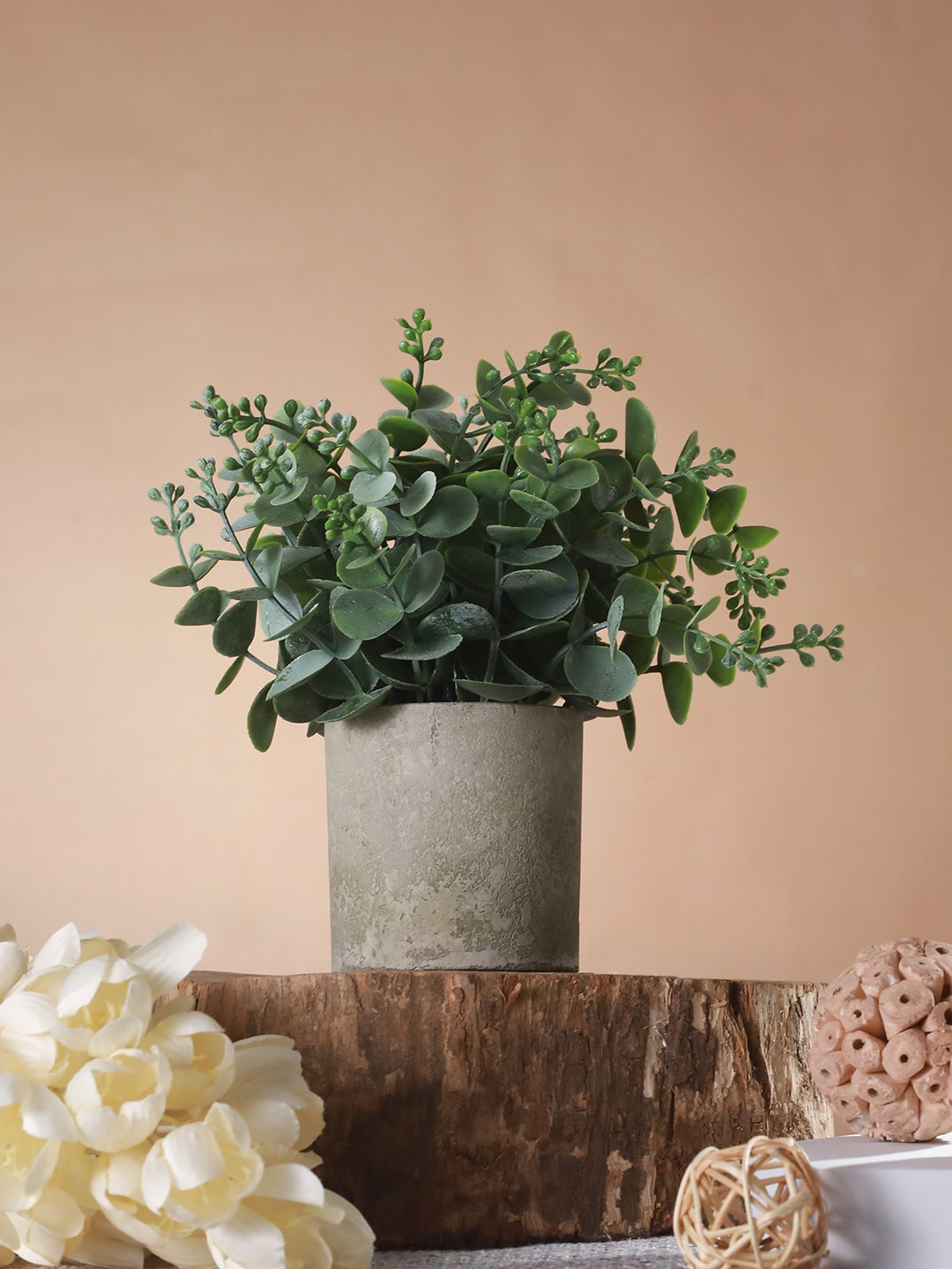 

TIED RIBBONS Artificial Eucalyptus Flowers and Plants with Pot, Green