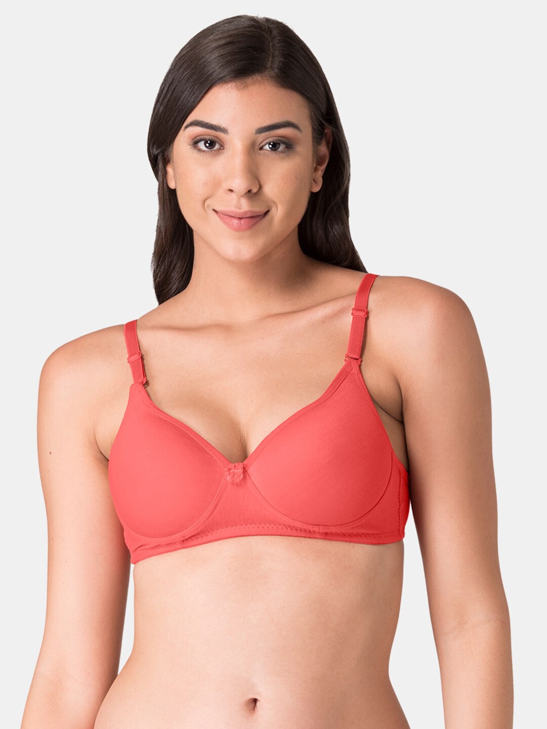 

KOMLI Half Coverage Heavily Padded Push-Up Bra With All Day Comfort, Coral