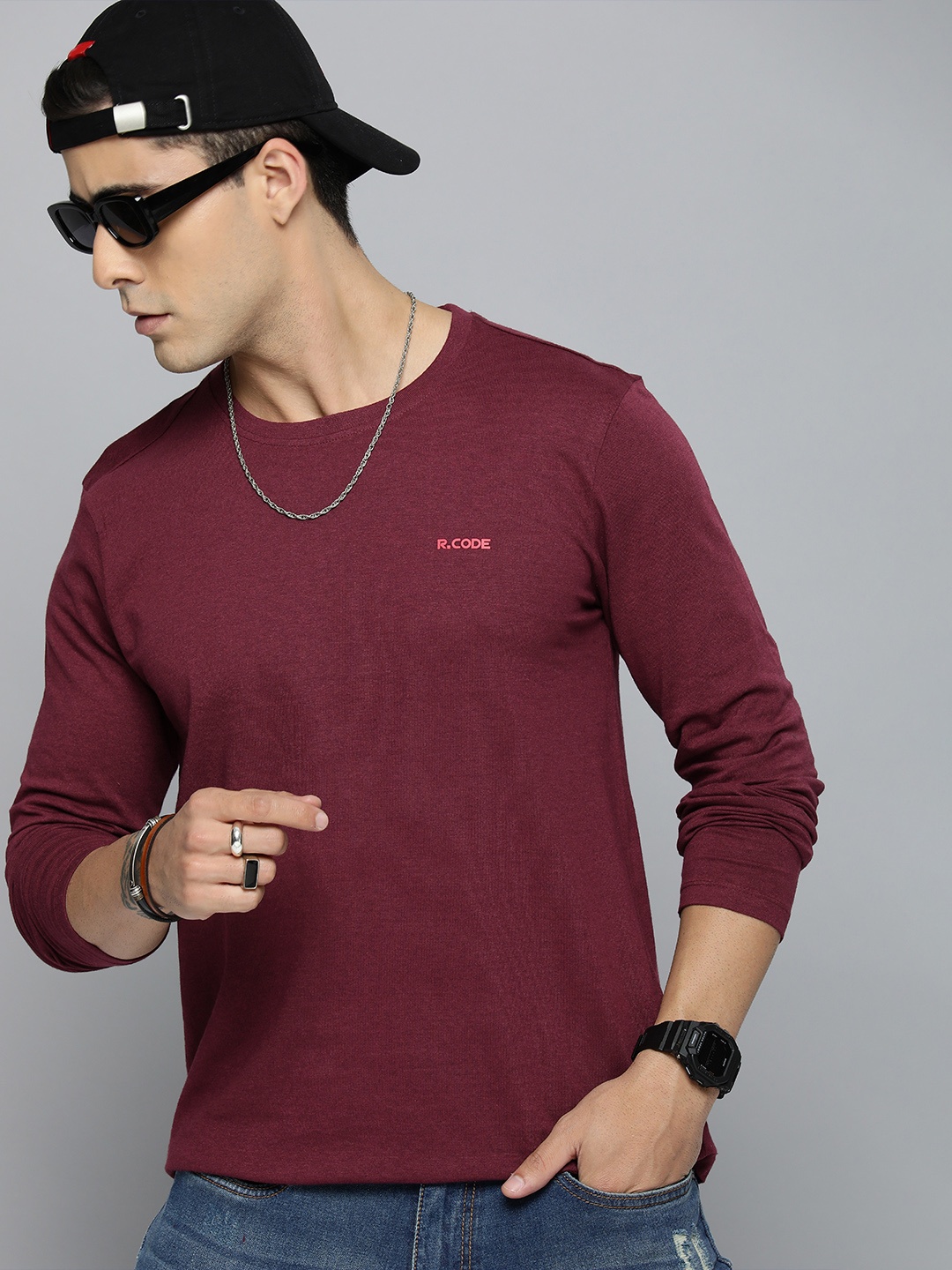 

R.Code by The Roadster Life Co. Men T-shirt, Maroon