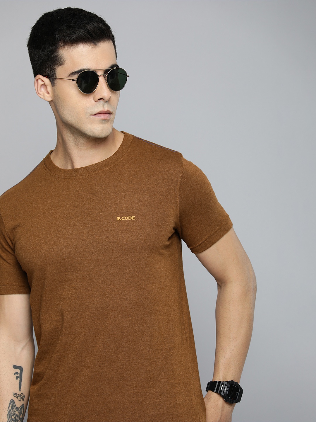 

R.Code by The Roadster Life Co. Men T-shirt, Brown