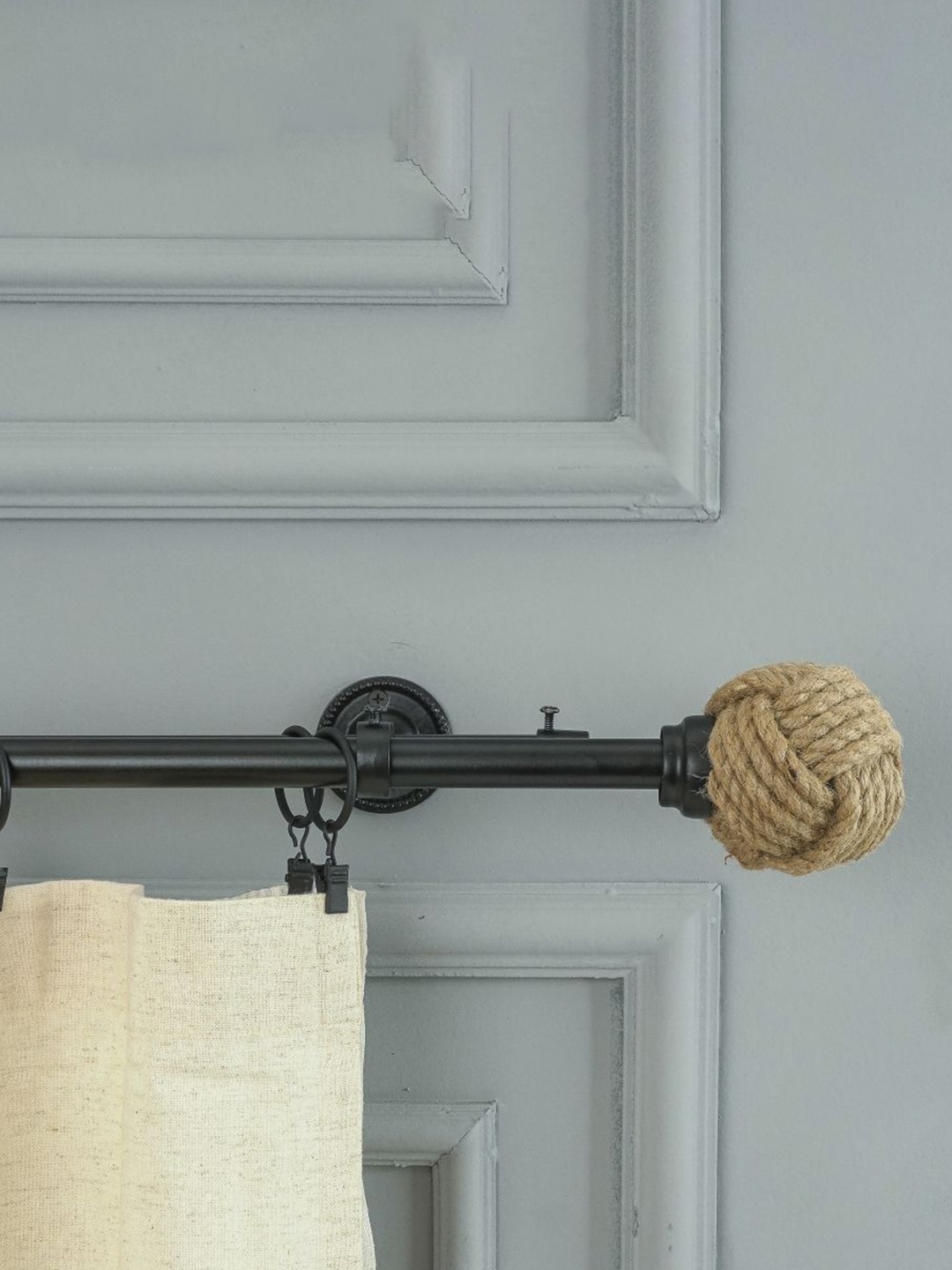 

The Decor Mart Black Extendable Double Curtain Rods With Brackets