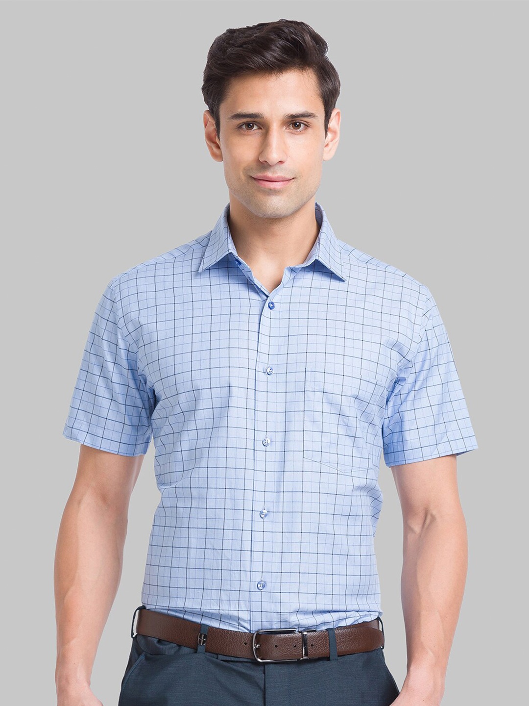 

Park Avenue Checked Cotton Casual Shirt, Blue