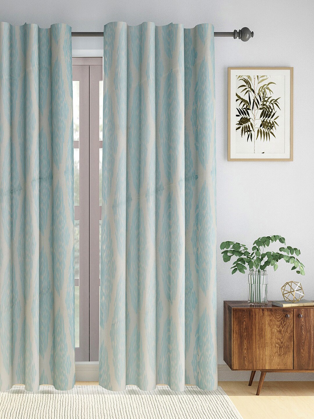

Fabindia Off White & Blue Ethnic Motifs Cotton Window Curtain