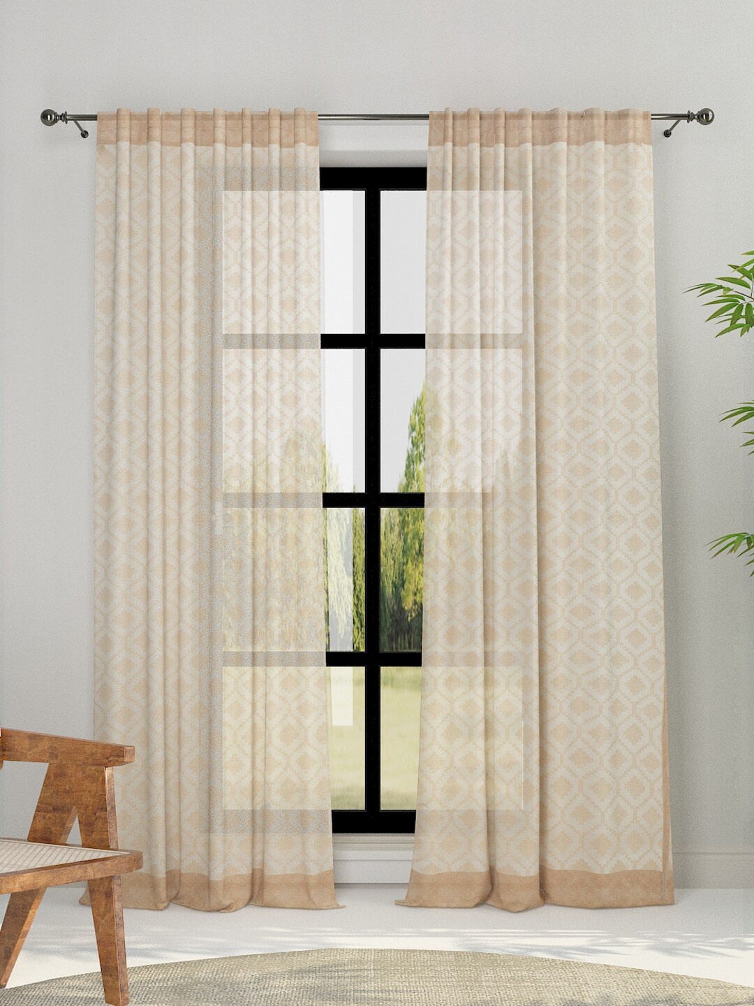 

Fabindia Beige Geometric Cotton Window Curtain