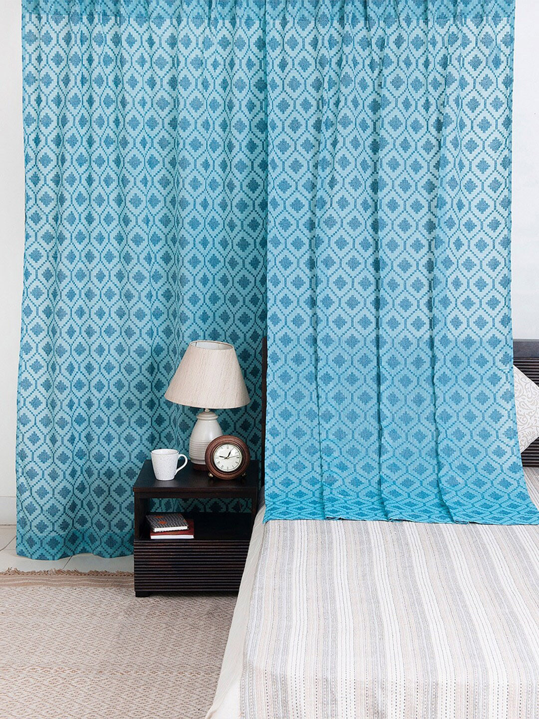 

Fabindia Blue Geometric Cotton Window Curtain