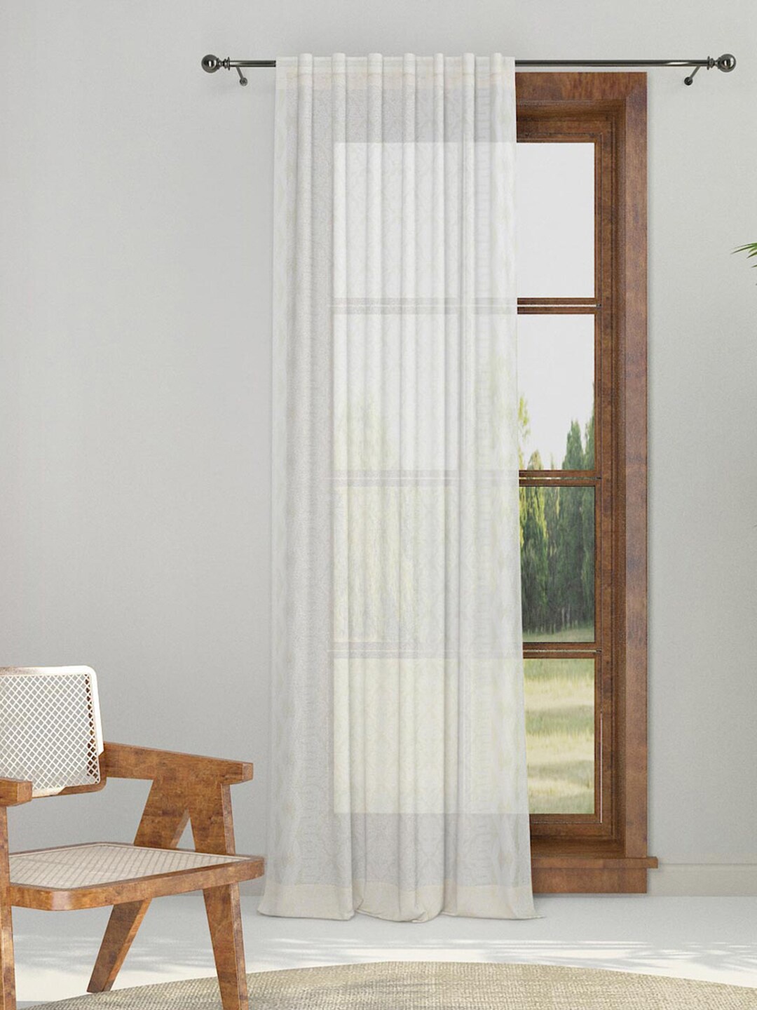 

Fabindia Cream-Coloured Ethnic Motifs Cotton Window Curtain