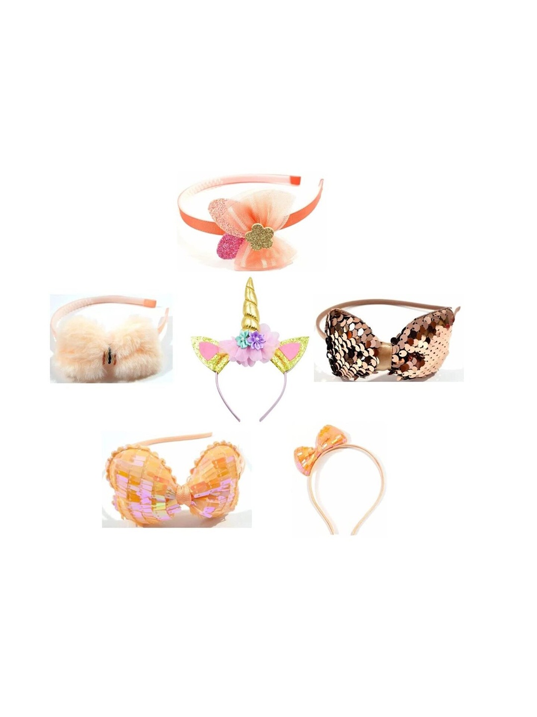 

ANNA CREATIONS Girls Set of 6 Embellished Hairbands, Blue