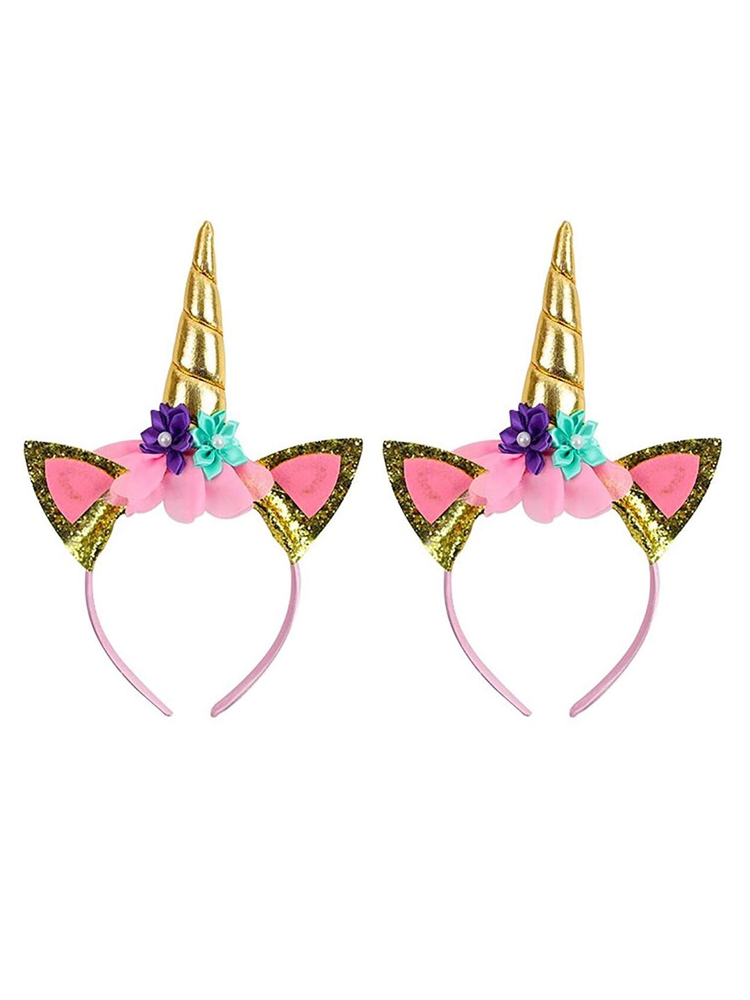 

ANNA CREATIONS Girls Set of 2 Embellished Unicorn Hairbands, Pink
