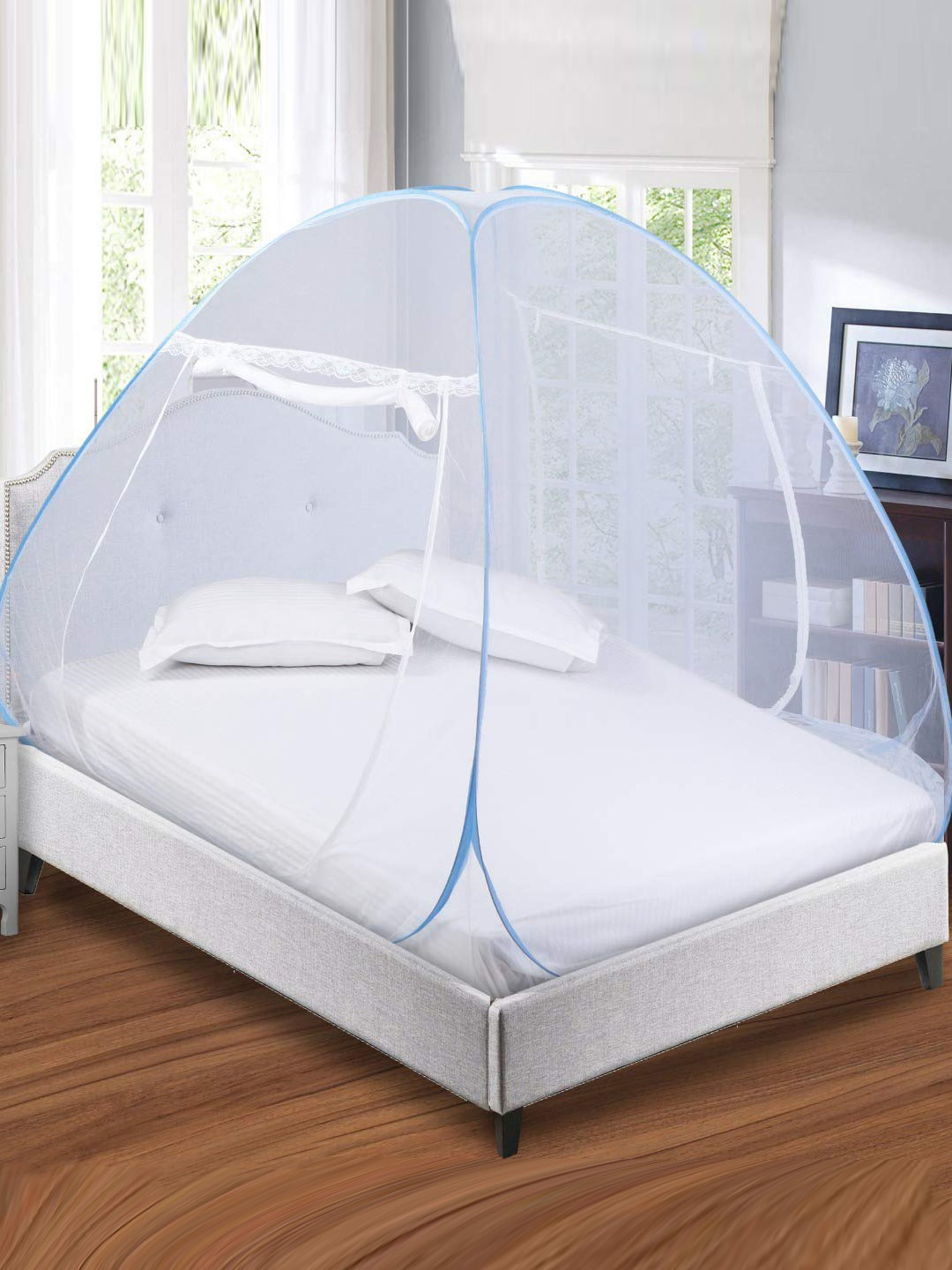 

Kuber Industries Blue Foldable King Size Double Bed Mosquito Net