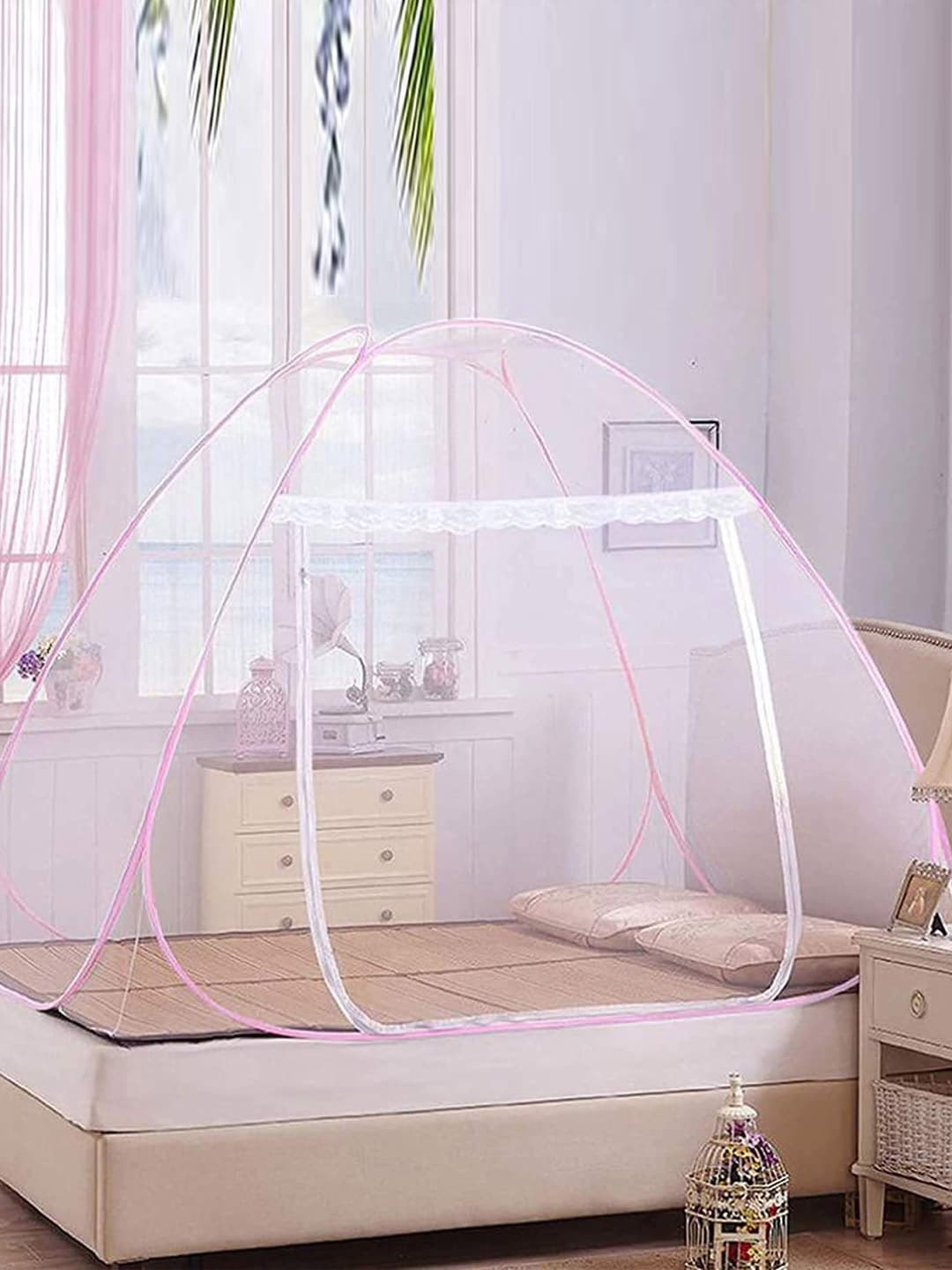 

Kuber Industries Pink Double Bed Mosquito Net