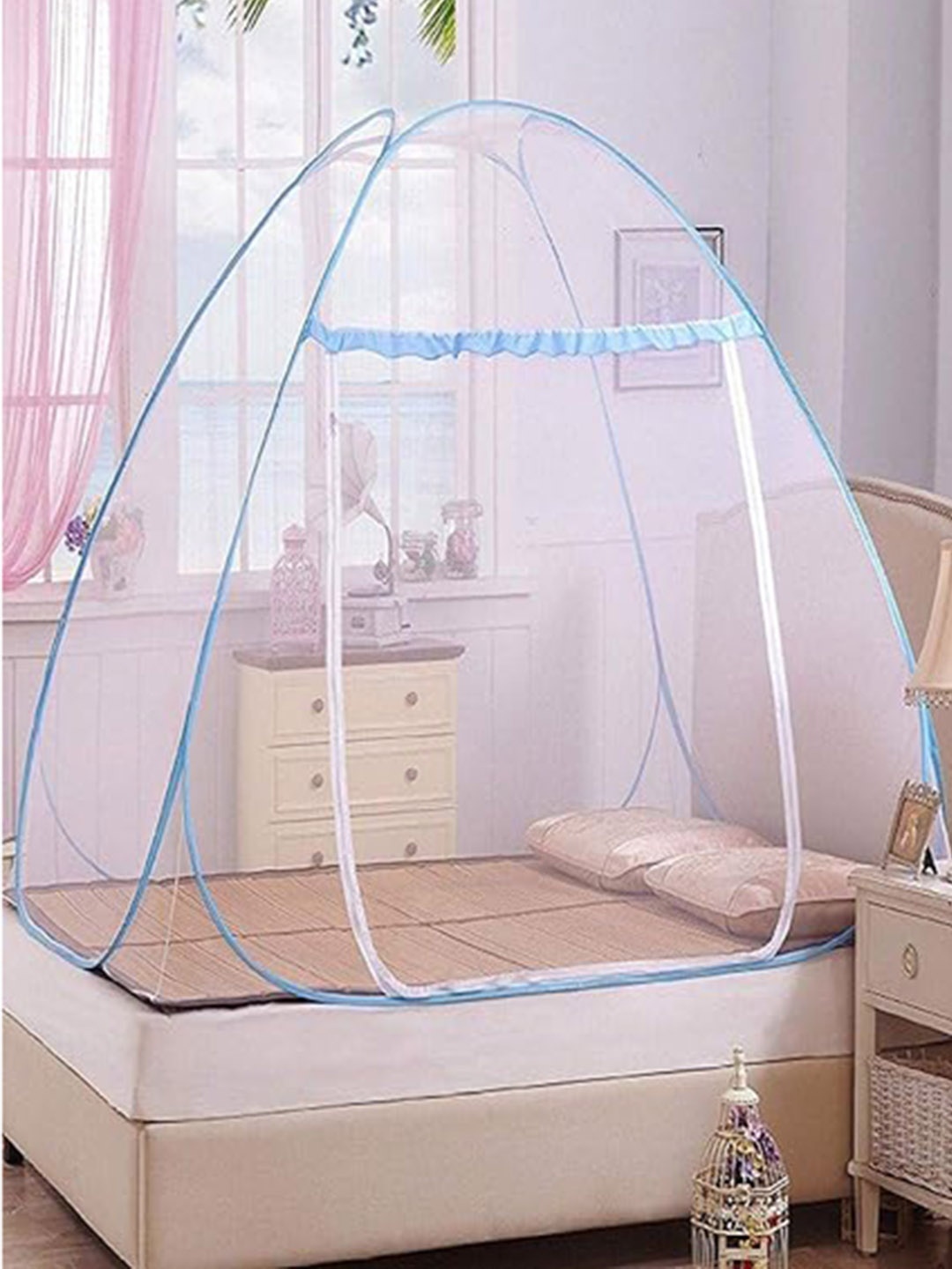 Kuber Industries Blue Foldable King Size Double Bed Mosquito Net
